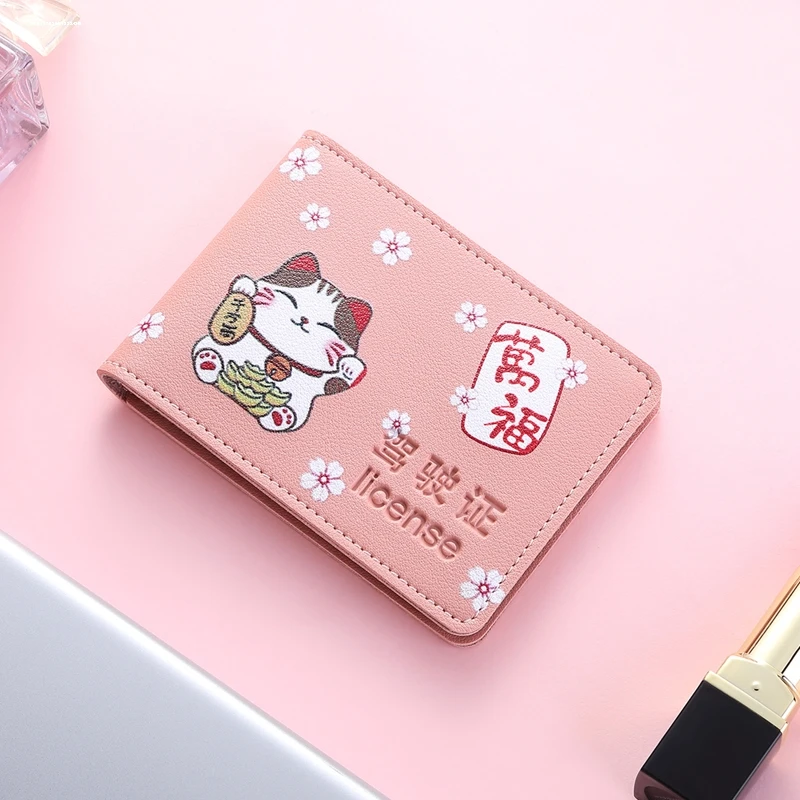 Genuine Leather Driving License Cover Female Style 2-in- Car Documents Holder ID Card Bag Protective Jacket for Women