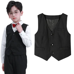 Kids Vest Boys Dress Suit Kids Blazer Infant School Birthday Party Clothes Toddler Wedding Formal Piano Performance Waistcoats