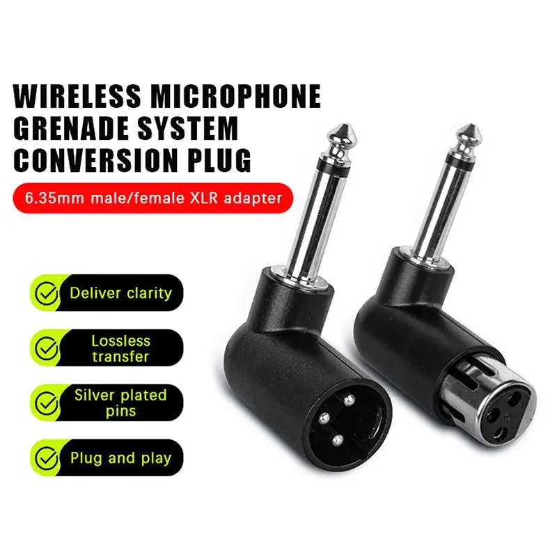 XLR to 6.35mm Right Angle Connector for Microphone Guitar Mixer with Enhanced Durability