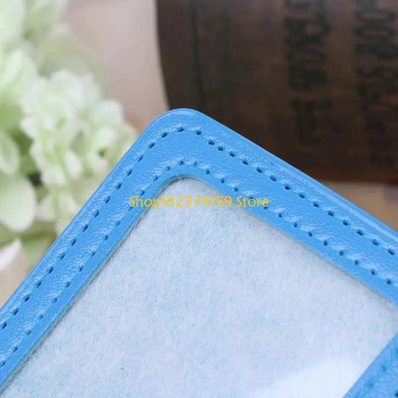 G5AE 10 Colors Window Business Work Card Holder Leather for Case Badge Vertical
