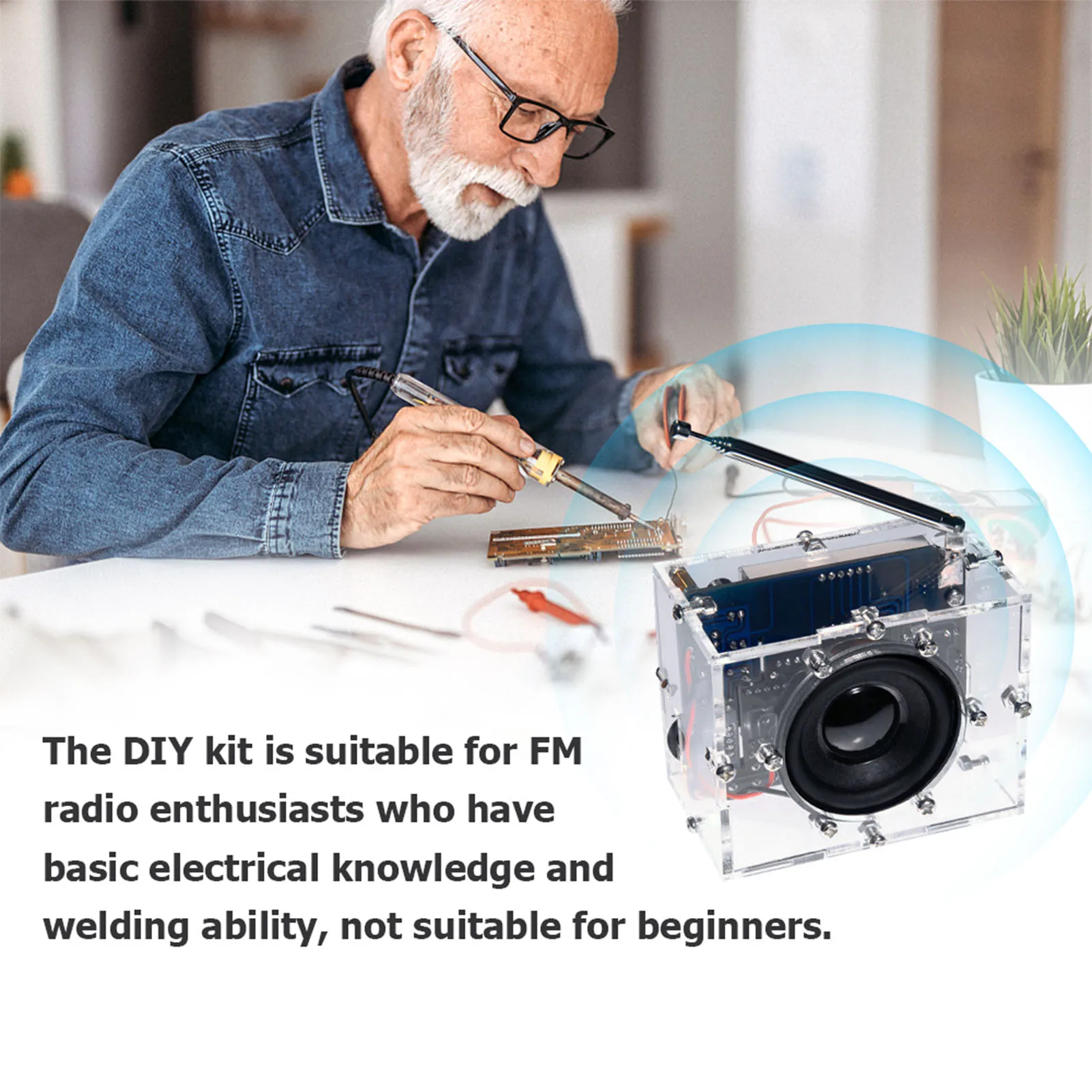 LED Digital FM Radio DIY Kit SCM FM Radio Module Soldering Project Practice Kit 5W Speaker 87-108MHz Stepping Adjustment