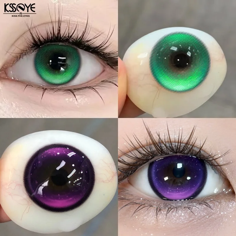 KSSEYE, 1 par de lentes de contacto de Color para Halloween, para ojos con prescripción, contactos verdes, lentes de contacto morados de Anime, Cosplay anual