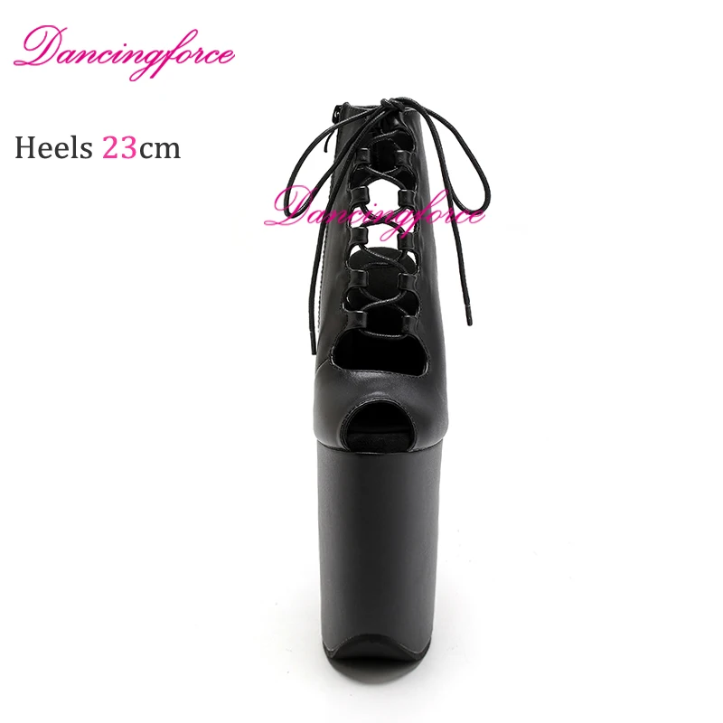 23cm/9Inches Sexy Pole Dance Shoes Matte Pu Upper Elegant High Heels Platform Stripper Sandals Boots