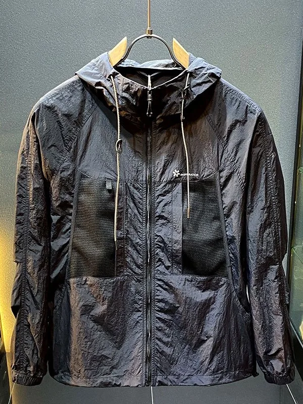 

Новинка 2025, морская легкая солнцезащитная одежда из ледяного шелка, мужская дышащая кожа с капюшоном, летняя уличная одежда...