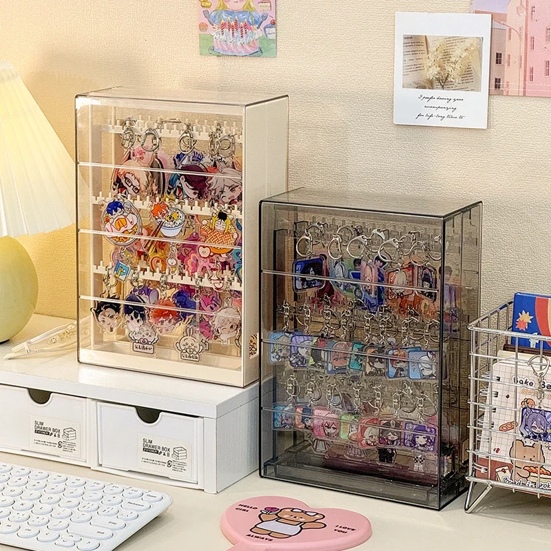 Keychain Display Stand for Hanging Anime Pendants Doll Toys Display Box Dustproof Storage Box for Guzibaji Pendants Jewelry Rack