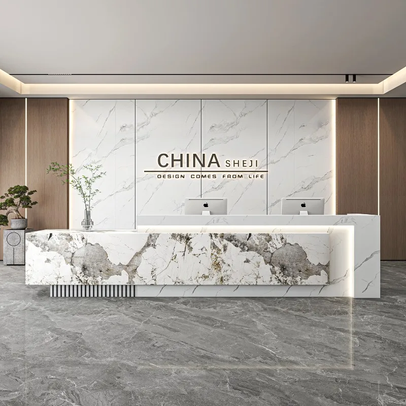 Long Shop Reception Desks Modern Beauty Bar Luxury Hotel Restaurant Display Reception Desks Company Mostrador Lounge Furniture
