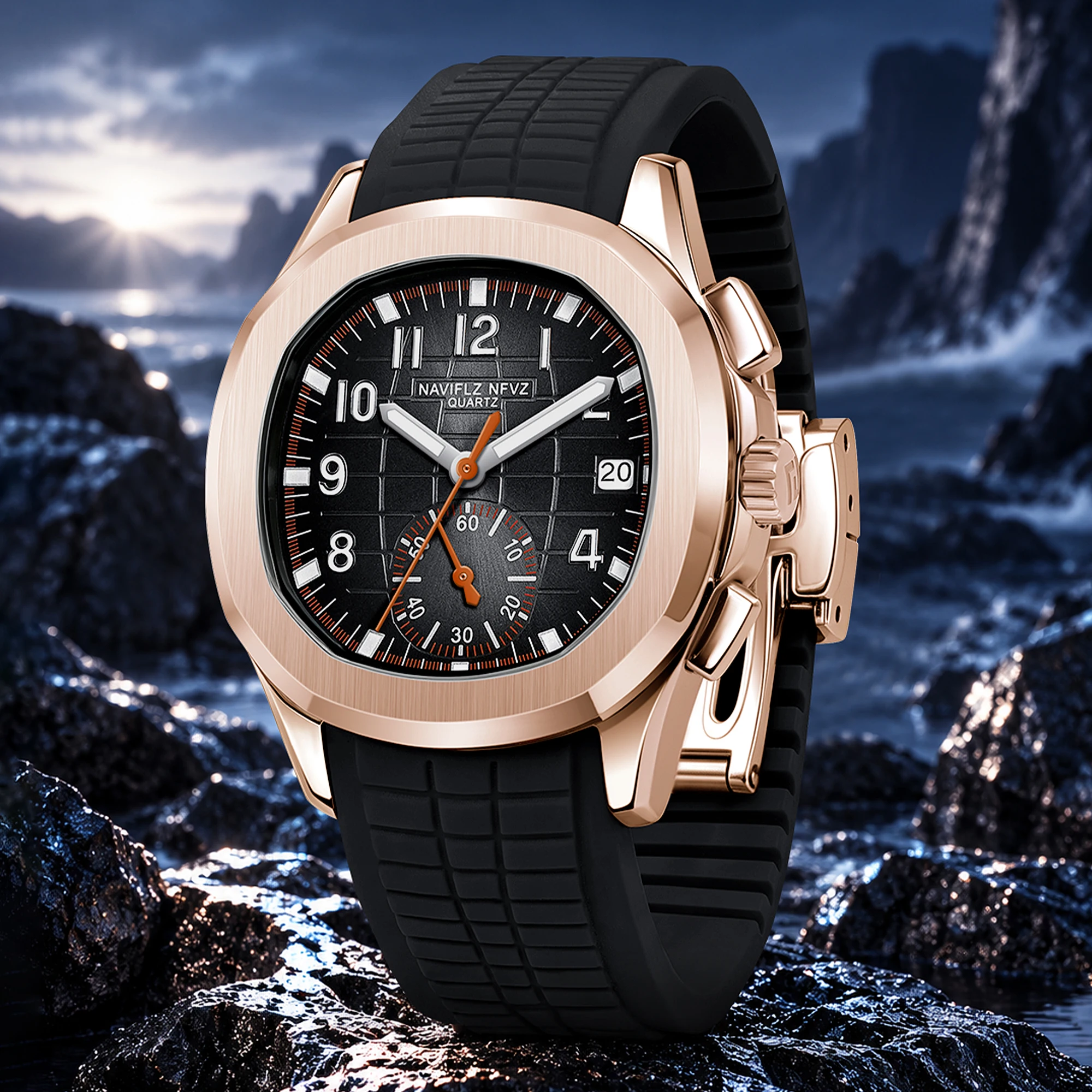 NAVIFLZ NFVZ Upgrade Version 2026 New Model Japan VD53 Imported Quartz Mov 40mm Men's Sports WristWatch Waterproof Date Calendar