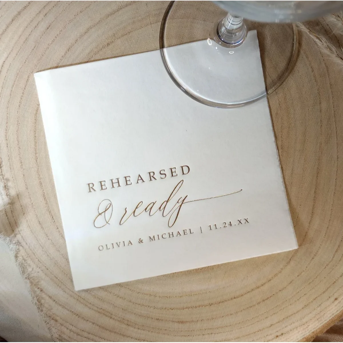 Rehearsal Dinner Napkins | Gold Foil Napkins | Rehearsed & Ready | Cocktail Napkins | Personalized Napkins | Modern Napkins