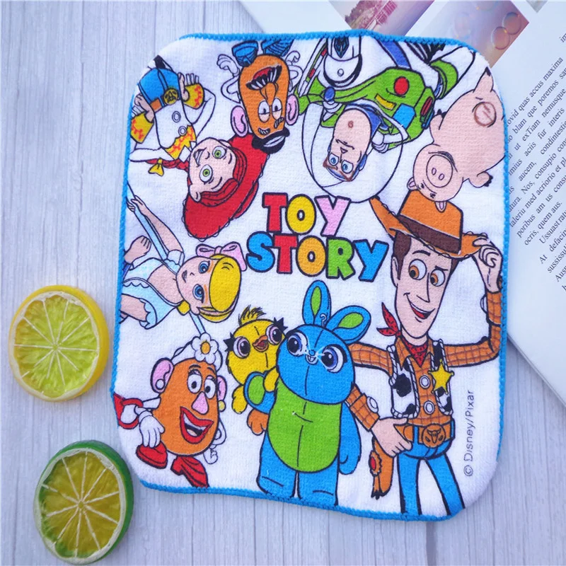 Petite Serviette de Main Carrée en Coton Absorbant, Dessin Animé Disney, Toy Story, Buzz l'Éclair, Mouchoir à Trois Yeux pour Enfant, 20x20cm