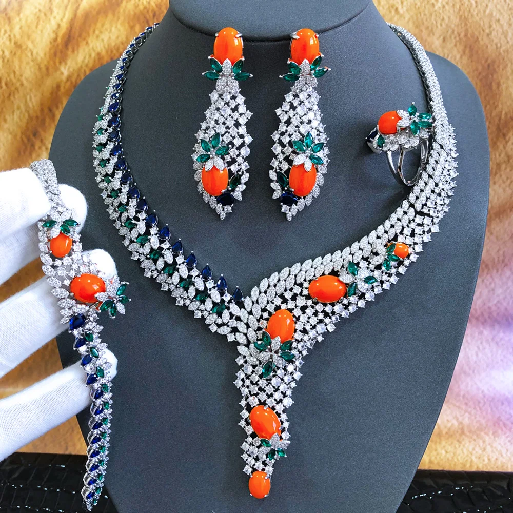 

Missvikki Gorgeous Luxury Shiny Necklace Earrings Bangle Ring Jewelry Set Super Bridal Wedding Accessories High Quality
