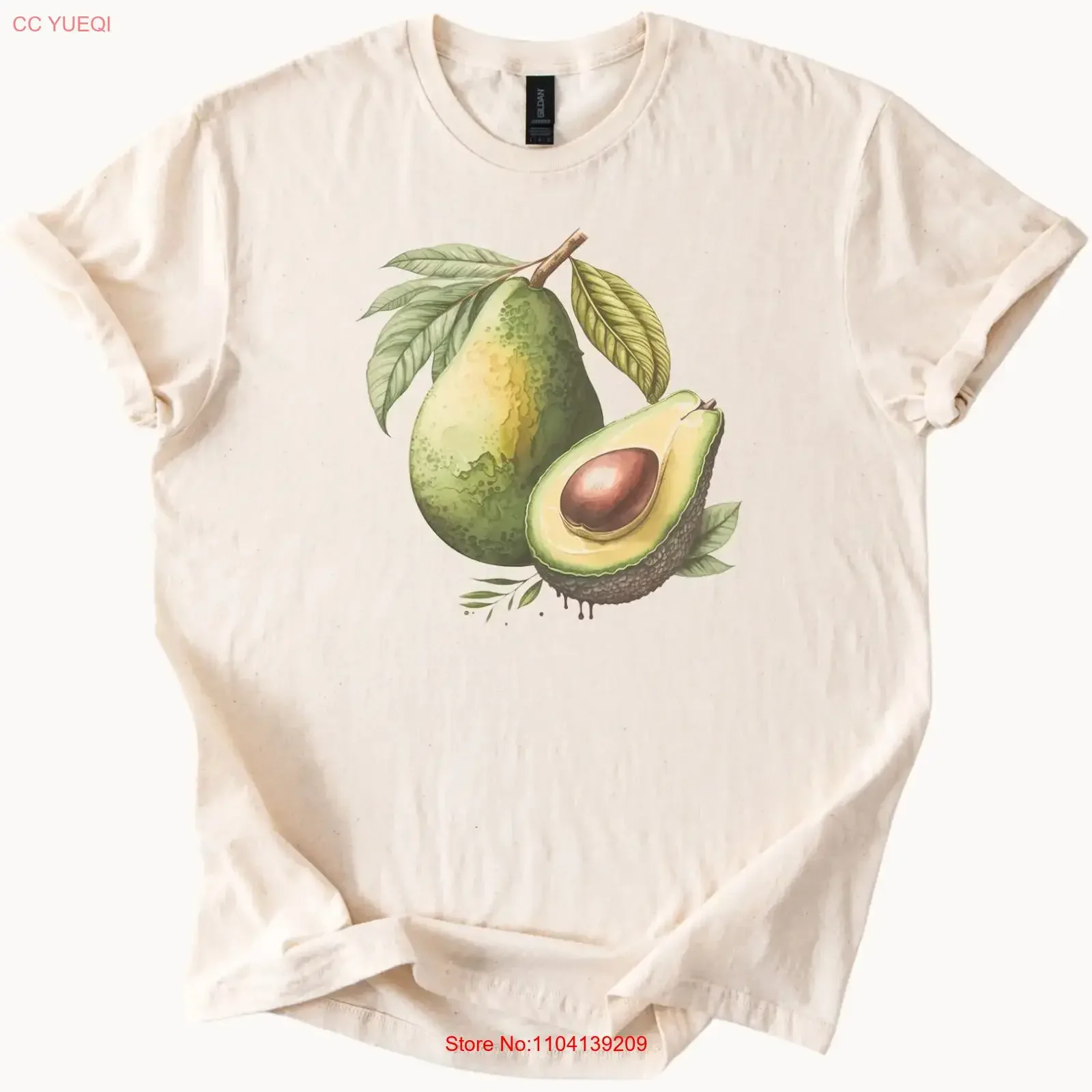 Avocado Art T Shirt Realistic Fruit Nature Food Lover vintage Washed Stretched graphic Breathable Stylish homme Versatile