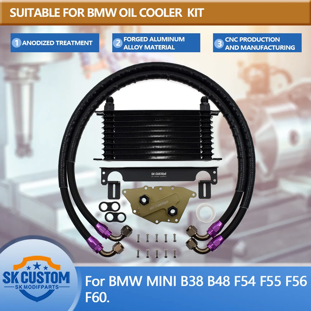 

SK CUSTOM Oil Cooler Kit For BMW MINI B38 B48 F54 F55 F56 F60 Engine Oil Cooling Kit 1 Series X1X2 Car Modification Radiator Kit