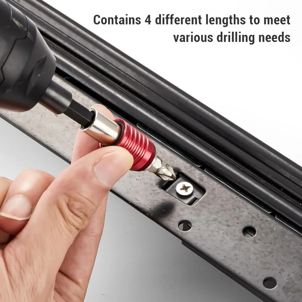 4pcs 1/4 Inch Hex Shank Drill Bit Extension Set Cr-V Strong Magnetic Magnetic Drill Bit Holder Quick Release