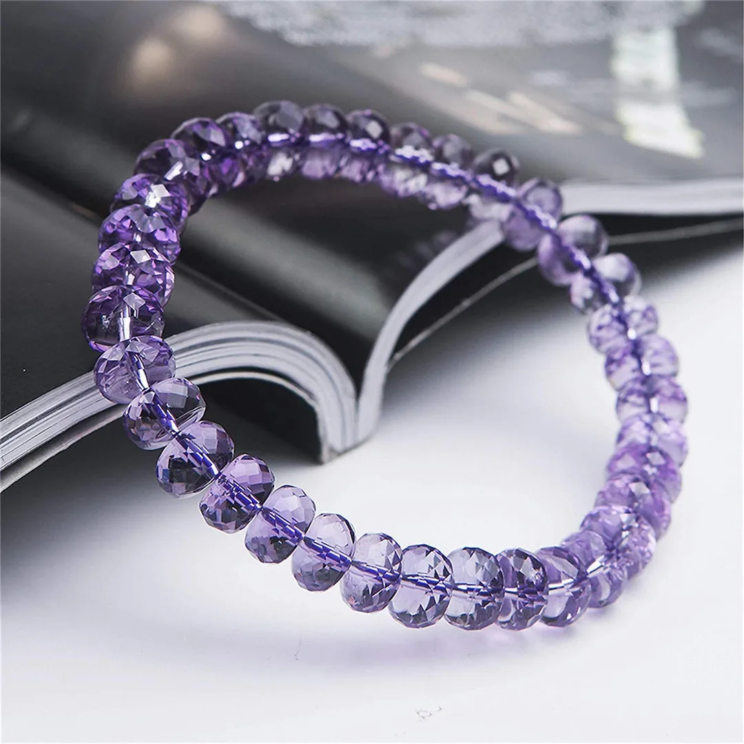 8mm Natural Purple Amethyst Quartz Bracelet Jewelry For Women Lady Men Love Gift Crystal Cut Beads Rare Gemstone Strands AAAAA