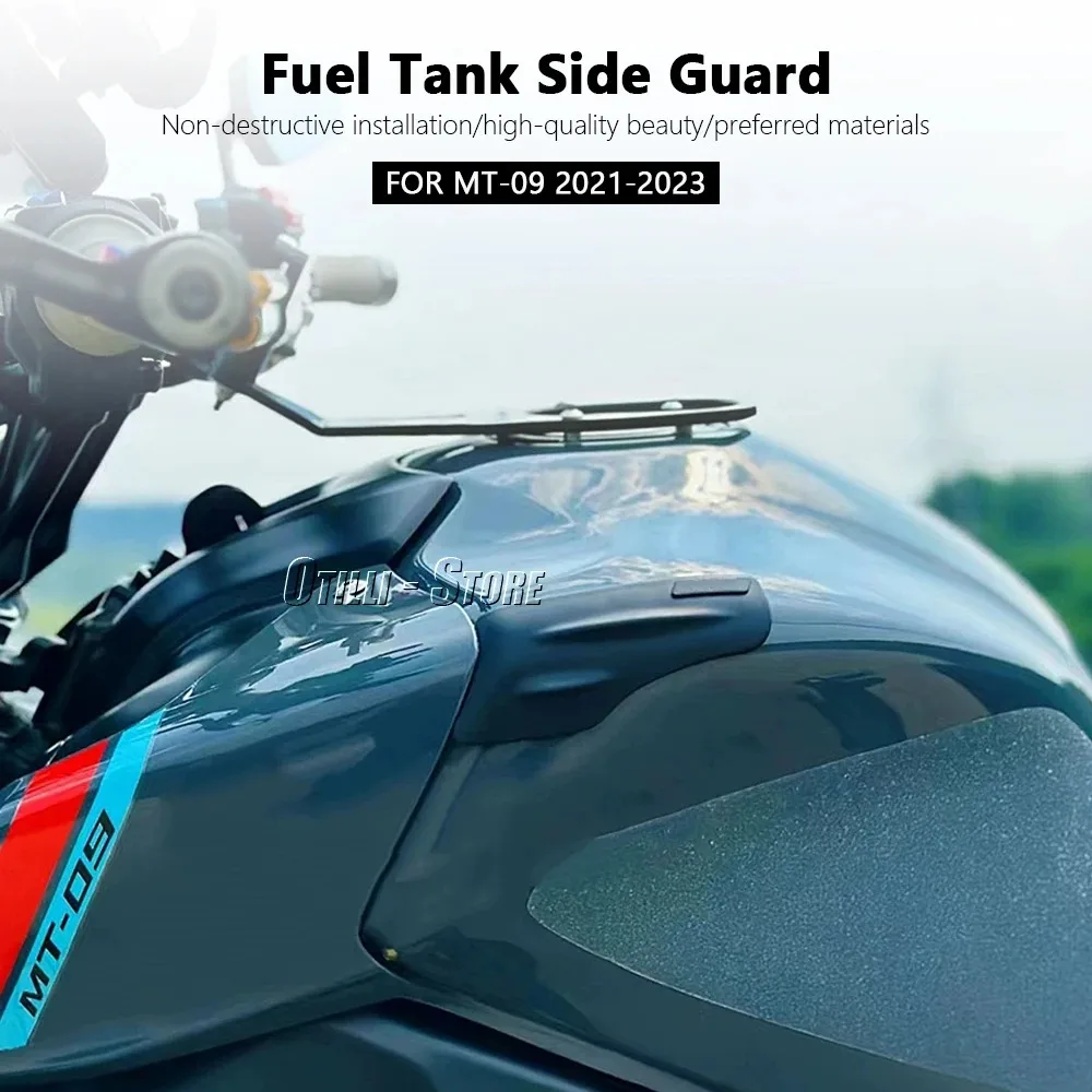 Motocicleta Side Sticker para Yamaha, Anti-Friction Fuel Tank Pad, Preto Acessórios, MT09, MT-09, MT 09, 2021, 2022, 2023