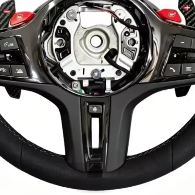 Steering Wheel for G-Series (1-7 Series) | G90 Style | Heated, Hollow-Out Design, 12 O'Clock Racing Stripe,