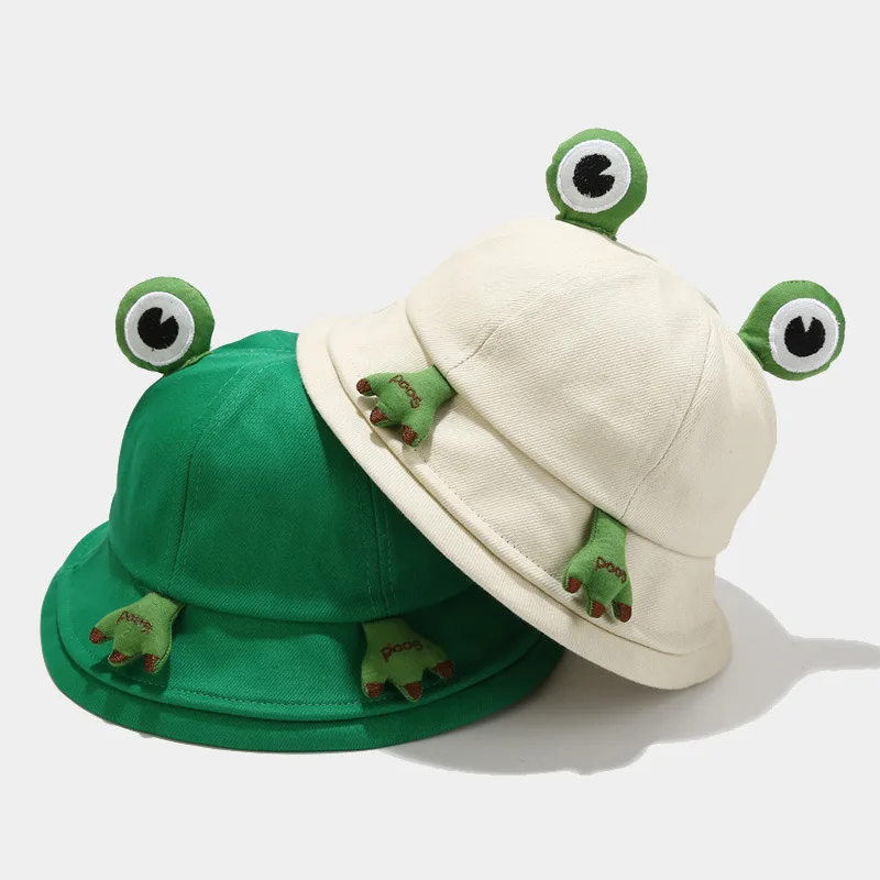 Four Seasons Cotton Cartoon Lovely frog Bucket Hat Fashion Joker Outdoor Travel Sun Cap For Adult and Child 52