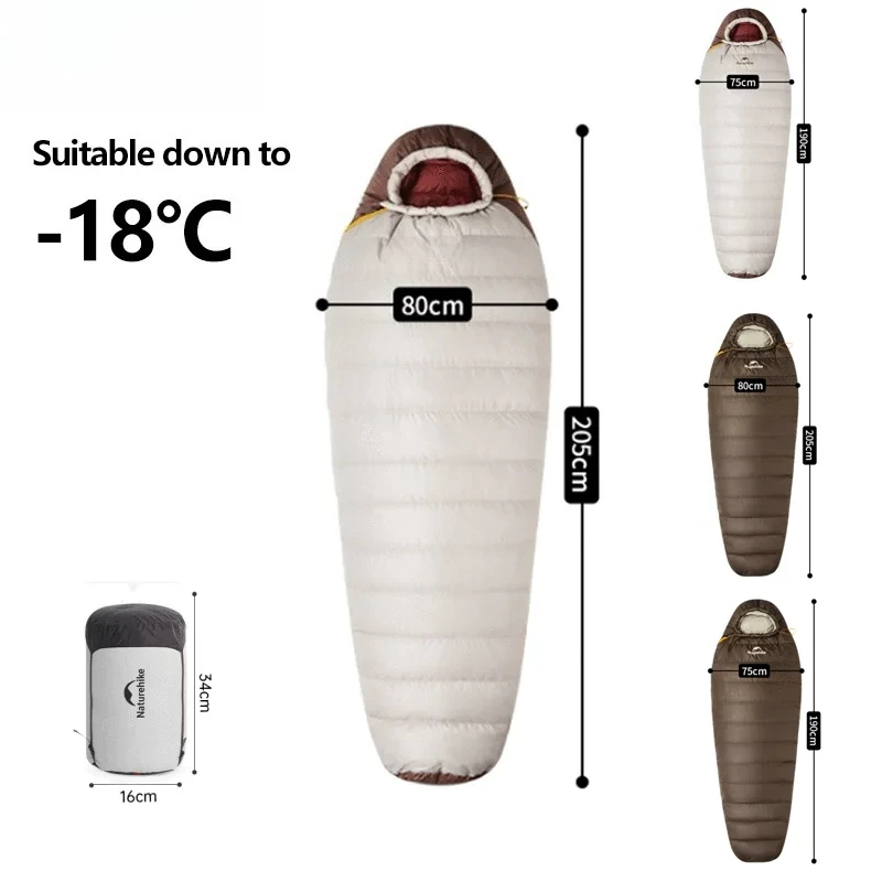 Naturehike Winter Sleeping Bag SnowBird 20D Mummy Ultralight Duck Down Sleeping Bag Portable Hiking Outdoor Camping Sleeping Bag