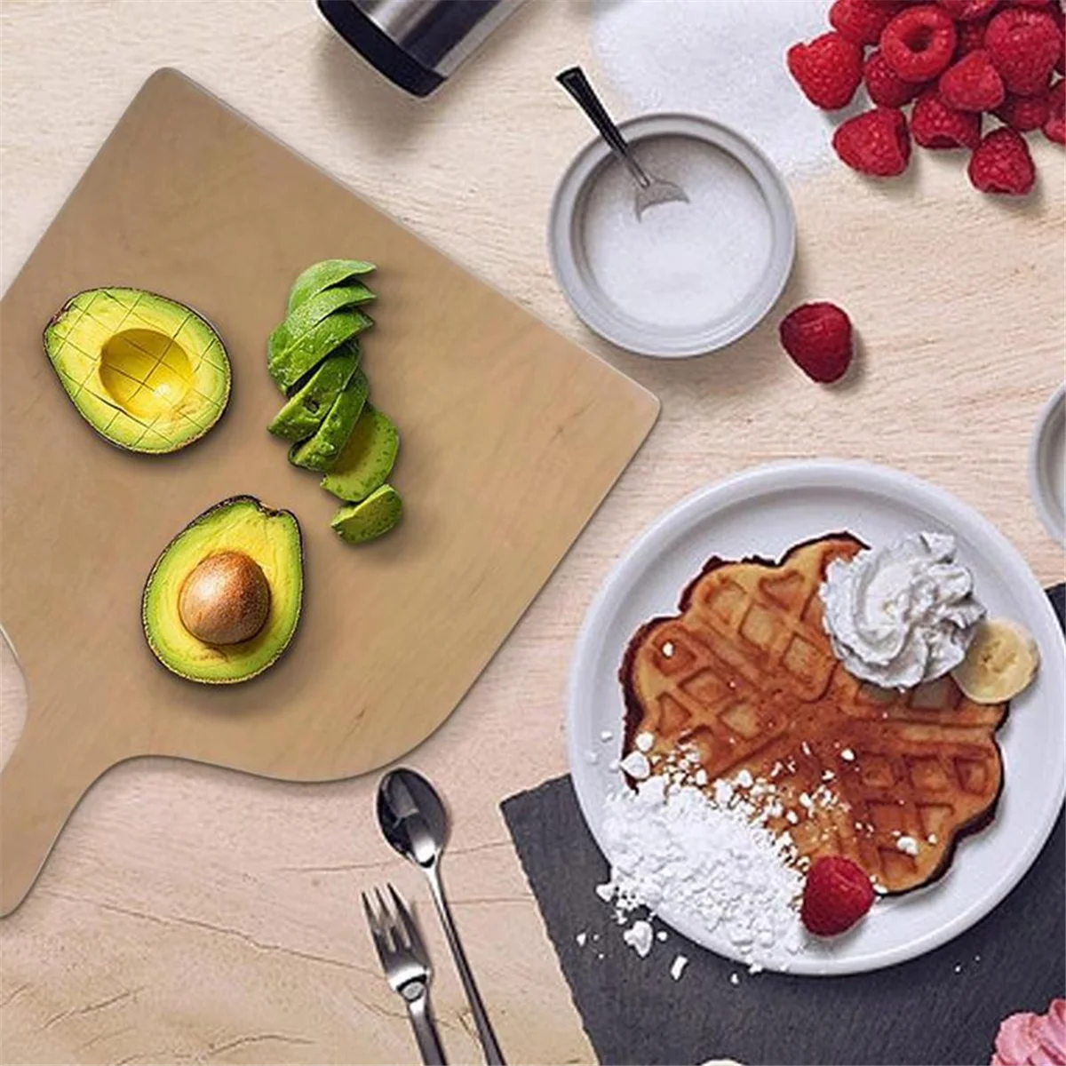 A03R Outdoor Pizza Shovel Wooden Pizza Board Homemade Baking Bread Board Home Kitchen Cutting Board Cutting Fruit Board