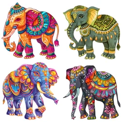 Fashion Colored Yoga Pattern Elephant Decal Animal DTF Heat Transfer Sticker Iron On For T-shirt Denim Coat DIY Sticker Washable