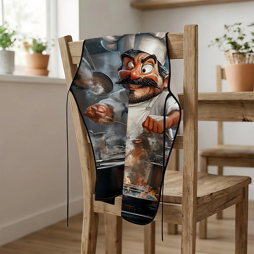 Funny Chef Cartoon Apron for Kitchen Cooking Baking BBQ Grill Master Apron Gift for Him Her