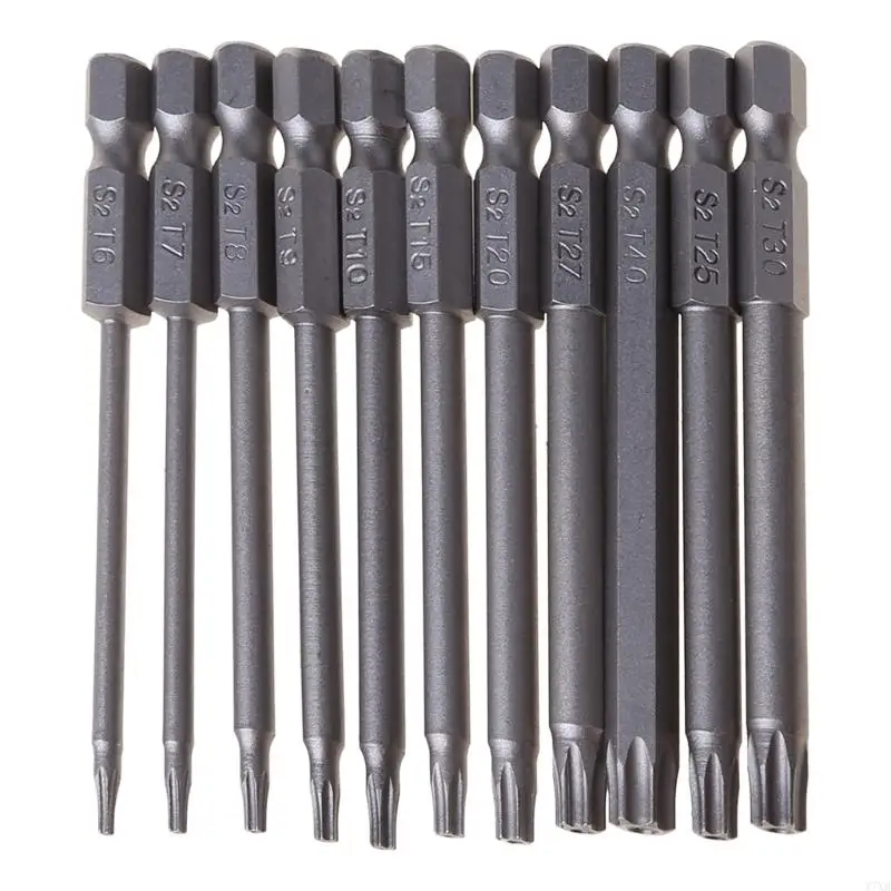 X7XB 11/12pcs Bit perforazione sicurezza a prova manomissione Impostare Torx Cazzodriver per testa 1/4