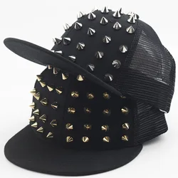 Homens e mulheres Rebite Flat Hat, Punk Rock, Hip Hop, Stud Baseball Caps, Masculino, Feminino, Jovens, Adolescentes, Meninos, Meninas