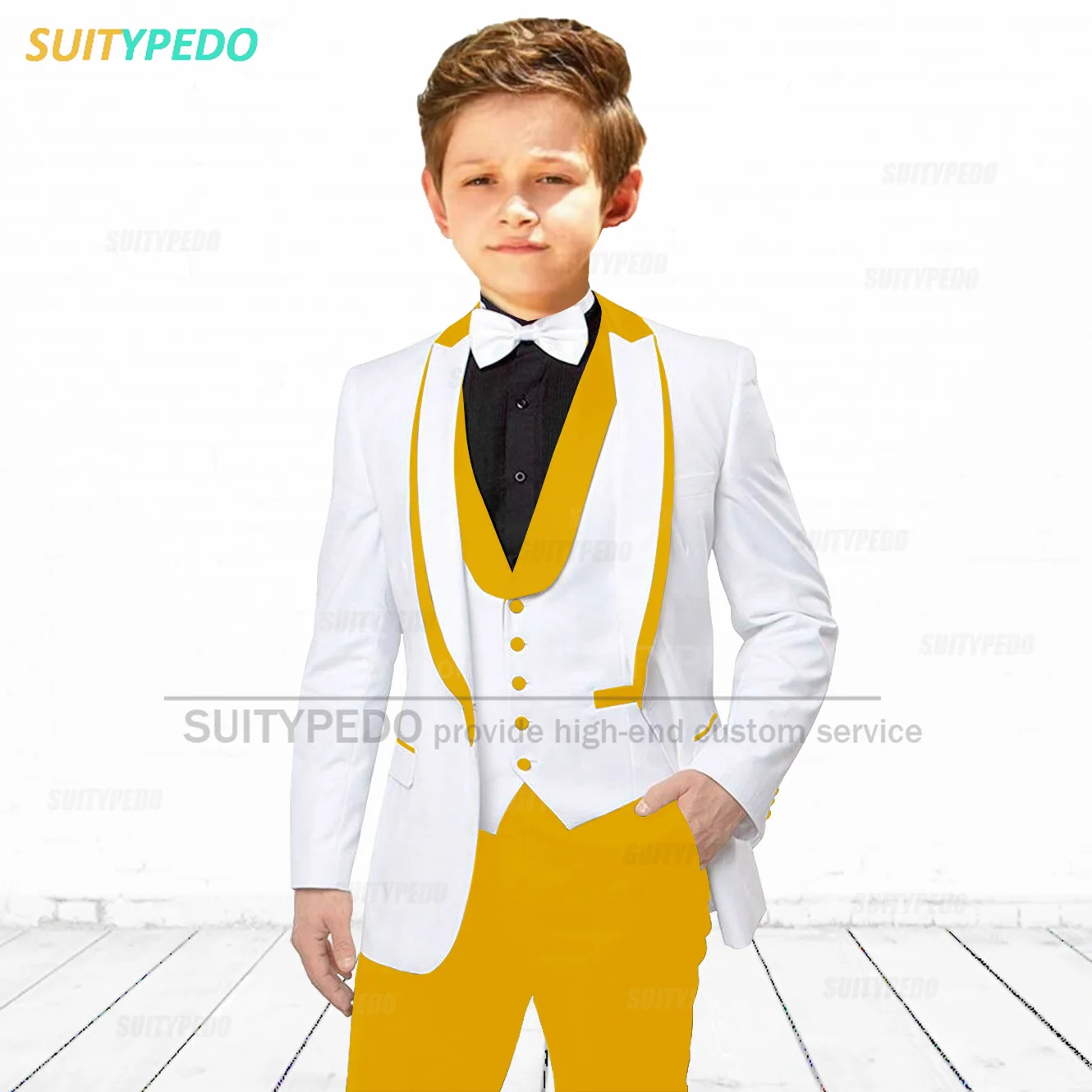 

Wedding Kids Suit 3 Pieces Tailor-made Slim Fit Blazer Vest Pants Teenager Piano Performance Formal Outfits Evening Party Attire