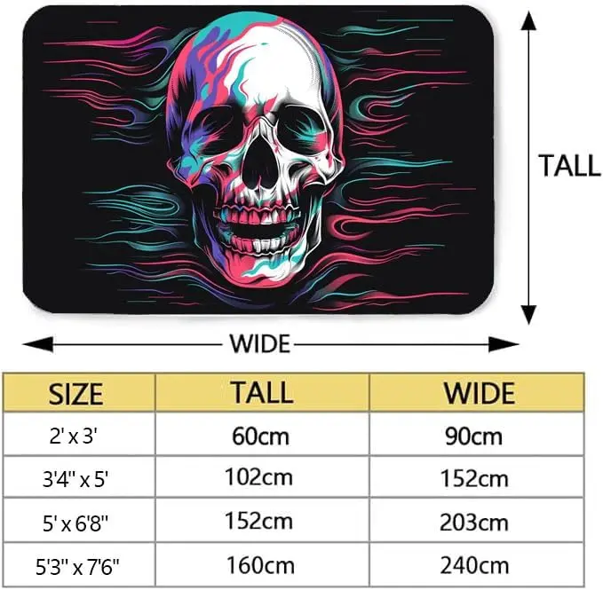 Gothic Area Rugs,The Mystery and Uniqueness of The Skull, Like a Ghost in The Moonlight,are Thought-provoking.Non-Slip Soft Home