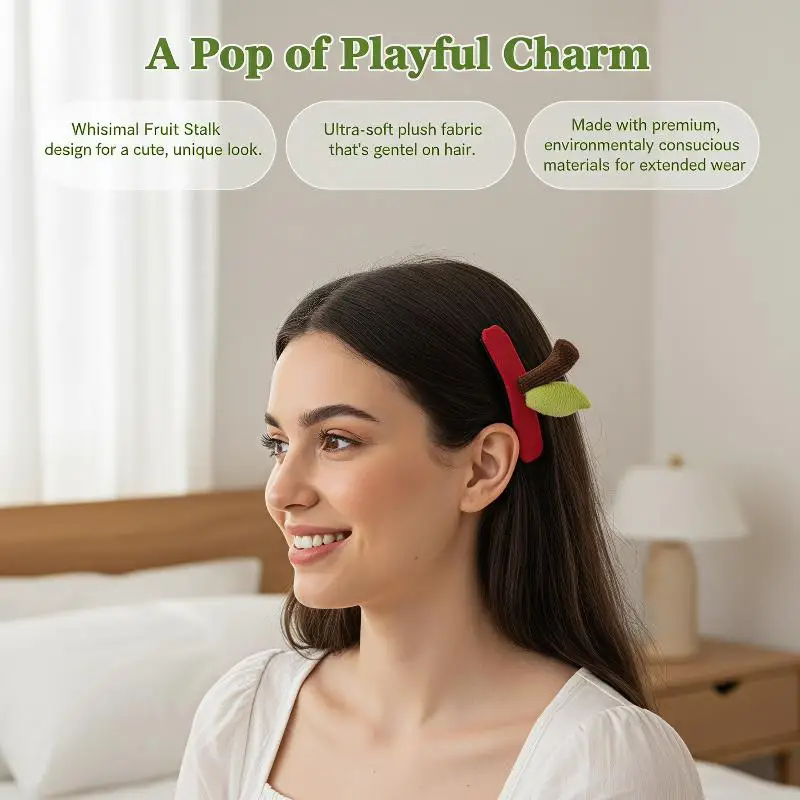 Soft Fluffy Fruit Calyx Hair Clip Headband Cute Non-slip Plush Hair Hoop for Girls Face Wash Makeup Gift