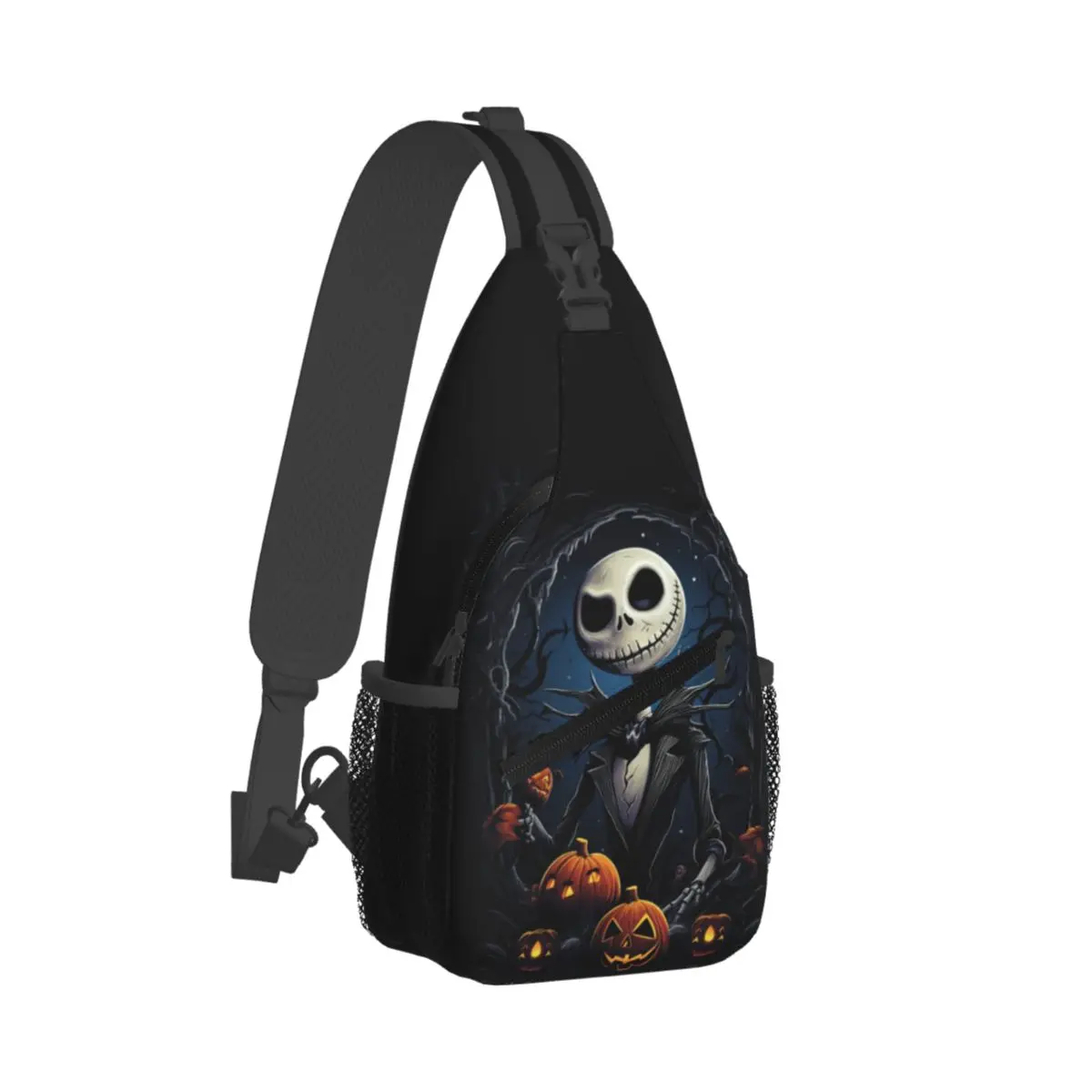 Custom The Nightmare Before Christmas Sling Crossbody Backpack For Cycling Jack Skellington Daypack Printing Shoulder Backpack