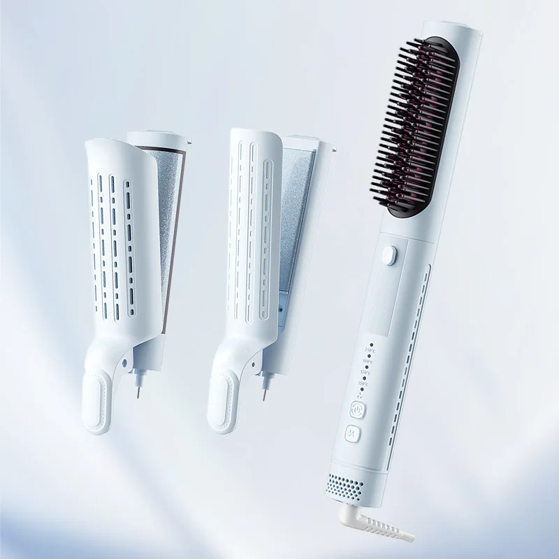 3-in-1 Multi-Function Hair Straightener - One Push Easy Head Change, Versatile Styling for Straight, Curly & Wavy Hair
