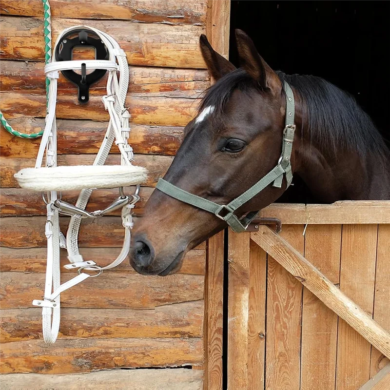 

A93Z 4Pcs Horse Bridle Rack Metal Bridle Hooks With Tubes And Screw Wall Mounted Horse Barn Supplies
