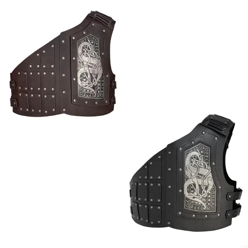 

Medieval Leather Single Pauldron Adjustable Medieval Soldier Shoulder Chest Guard Men Halloween LARP Cosplay Accessories