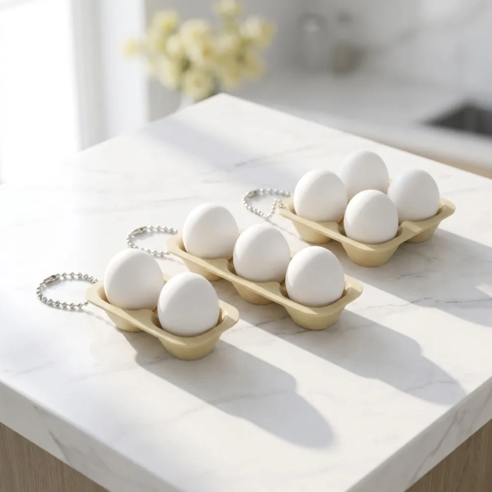 Fashion 3D Printed Egg Tray Clicker Portable Relaxed Button Clicker Keyring Cute Novelty Keycap Press Keychain