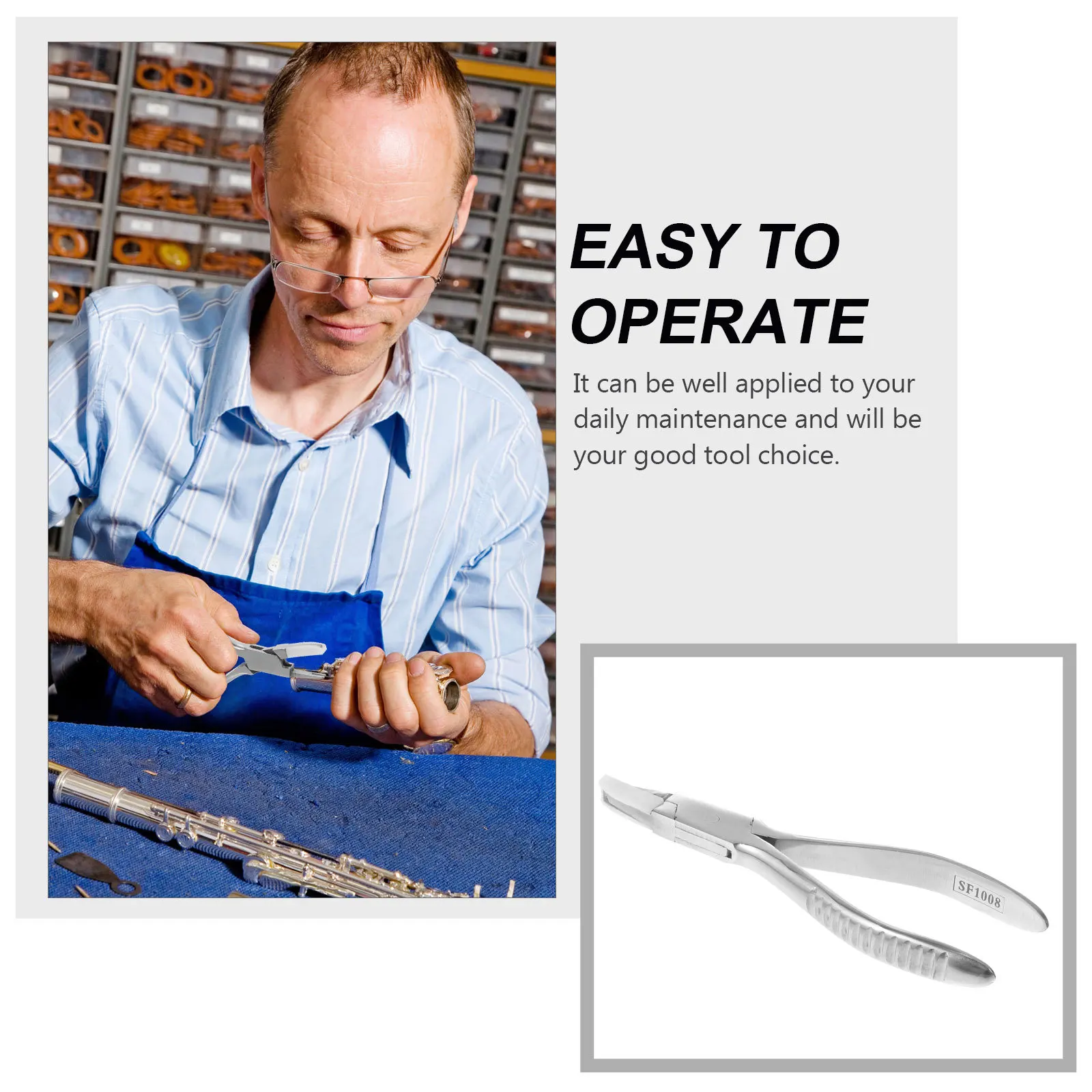 

1Pcs Silver Broken Spring Removal Plier Professional Wind Instrument Repair Tool Durable Comfortable Handle Quick Disassembly