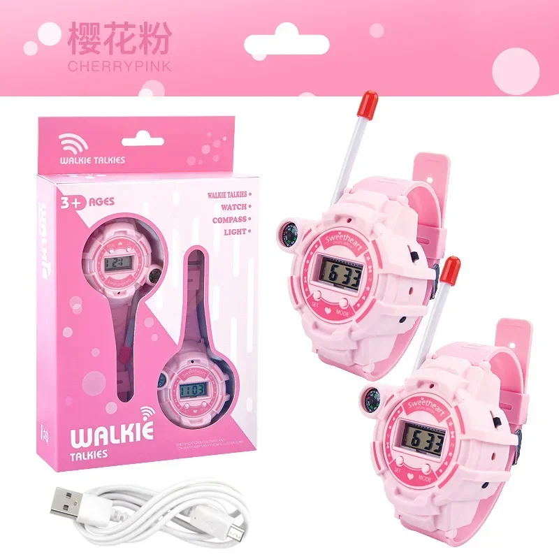 Guarda Walkie-Talkie giocattolo per bambini Outdoor Indoor Chiamata remota senza fili giocattolo 200M Interazione genitore-figlio Orologio elettronico Regalo di compleanno