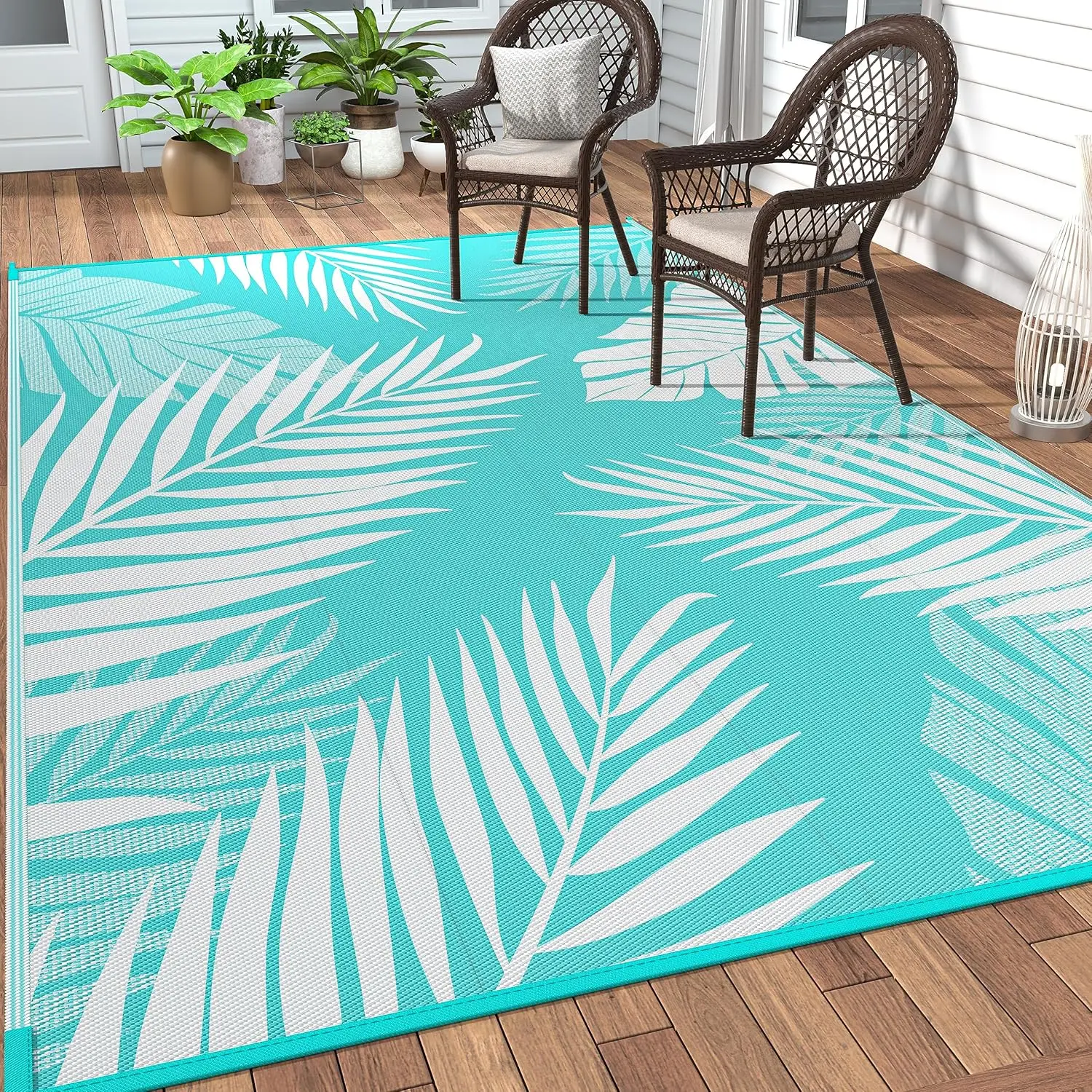 

Уличный коврик 5' x 8' водонепроницаемый для патио, распродажа, двусторонний уличный коврик из пластиковой соломки для кемпинга, большой ковер-мат для улицы