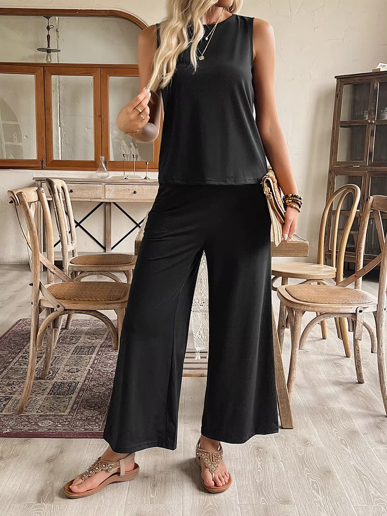 

Stylish And Comfortable 2024 Casual Women's Suspenders Jumpsuit Loose Wide Leg With Pocket Pants Female Summer Suits On Sale