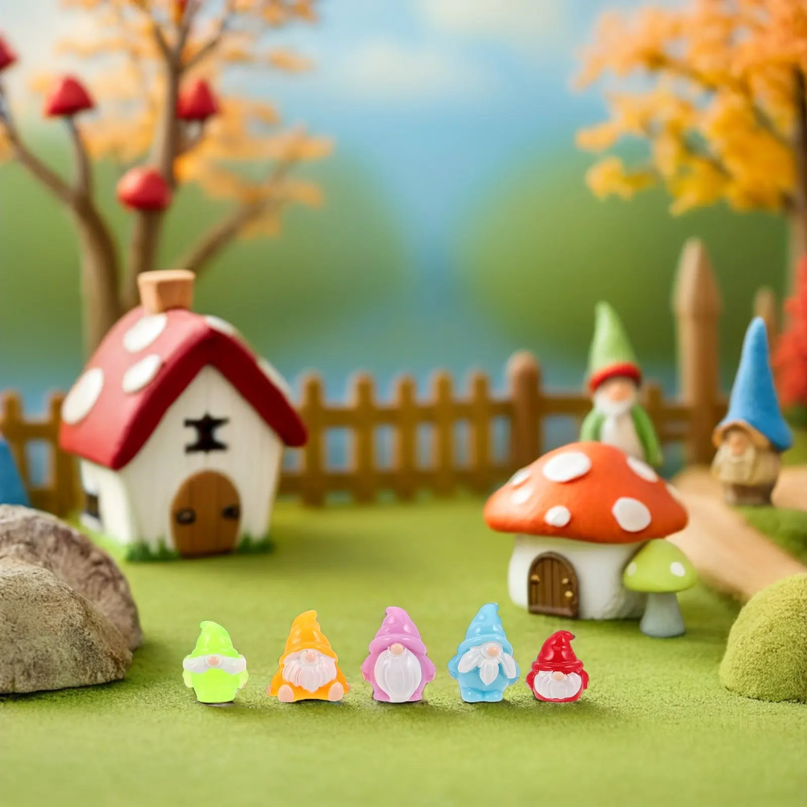 30Pcs Mini Gnomes Ornaments Mini Resin Miniature Garden Dwarf Statues Colorful Landscape Patio Lawn Yard Decorations