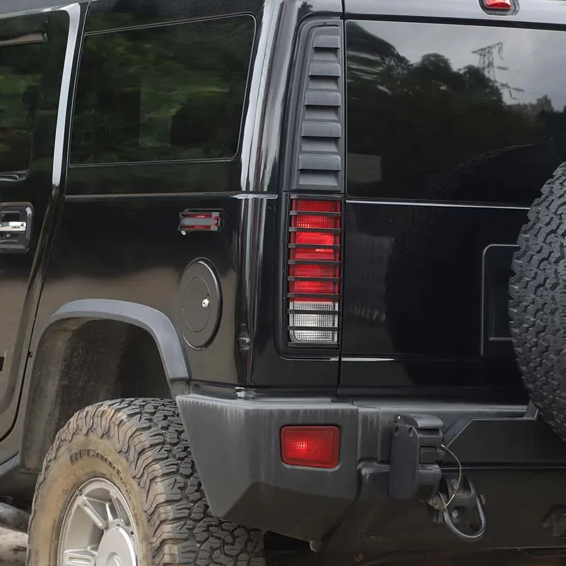 For Hummer H2 2003-2009 Stainless Steel Black Car Rear Light Decorative Protection Cover Lamp Guard Sticker Exterior Accessories