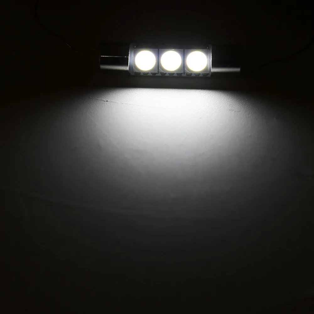 10Pcs Durable 31mm Car LED Fuse Bulb Long-Lasting Energy-Efficient LED Interior Light Bulb Easy Install Sun Visor Mirror Light