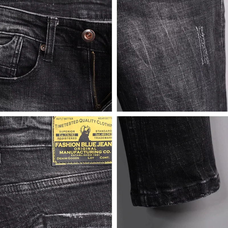 

Designer Fashion New Black Men's Jeans Washed Nostalgic Stretch Slimming Retro Jeans High Quality Pants Hombre