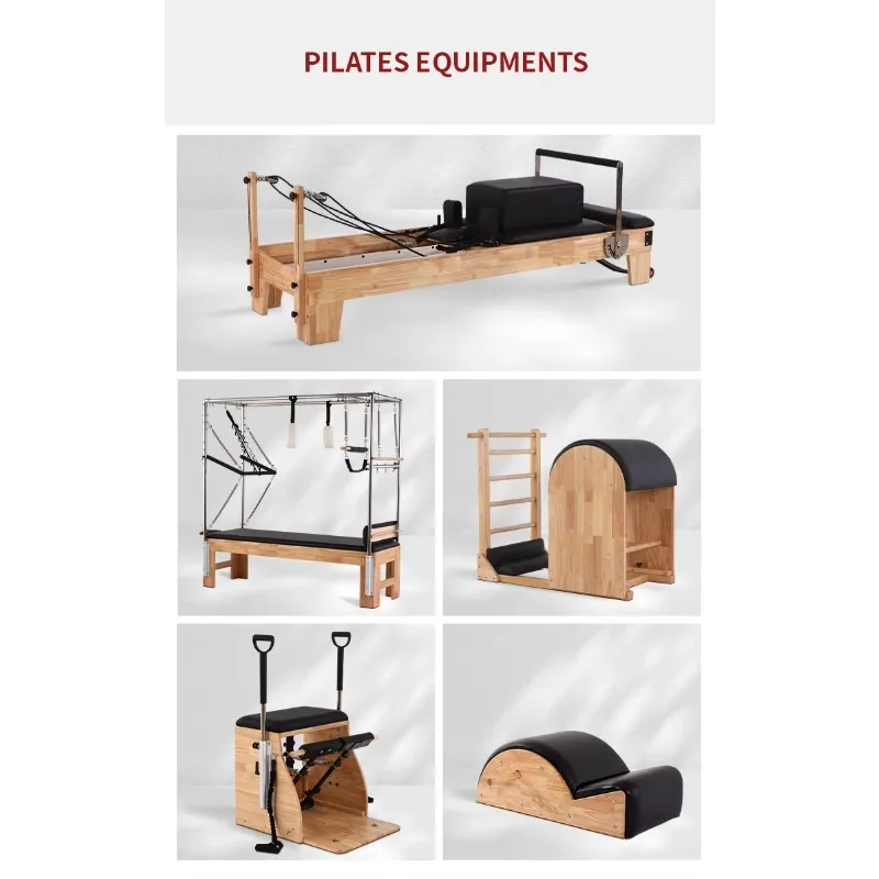 YTYIN دائم جيد الجسم بيلاتيس المصلح مجموعة المهنية اليوغا اللياقة البدنية الخشب آلة بيلاتيس السرير وكرسي المعدات للمنزل Wor