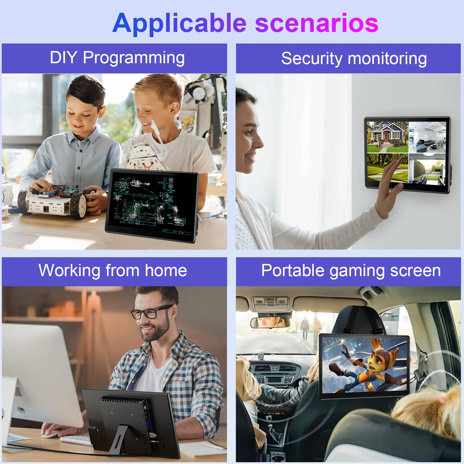 Monitor de tela sensível ao toque de 13,3 polegadas FHD 1920X1080 adequado para telefone laptop dentro do alto-falante compatível com HDMI VGA USB tipo C