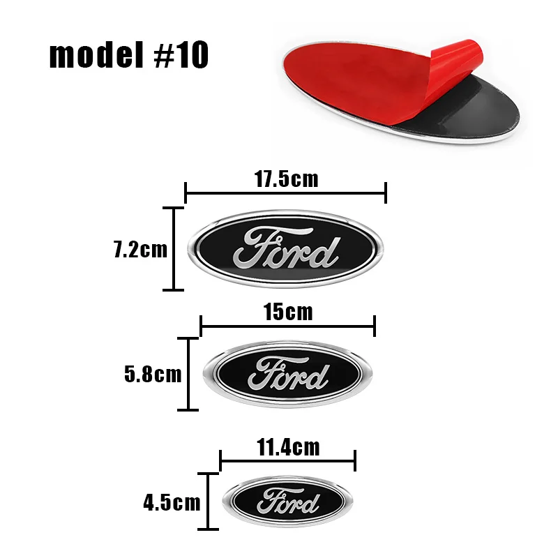 114mm/150mm/175mm Auto Motorkap Emblem voor Ford Fiesta Range Focus Mondeo Explorer Fusion Transit Edge Auto Kofferbak Sticker