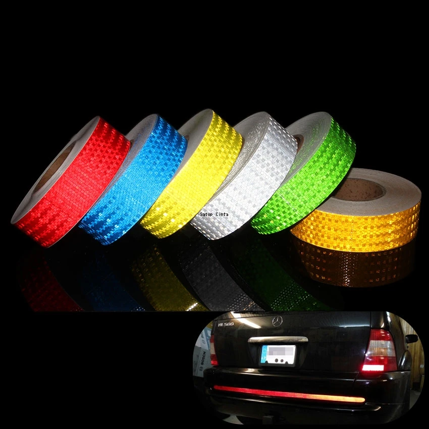 5CMX50M Reflective Material Bicycle Safety Warning Conspicuity Tape Shiny White Fluorescent Yellow Red Reflectors Sticker Strip