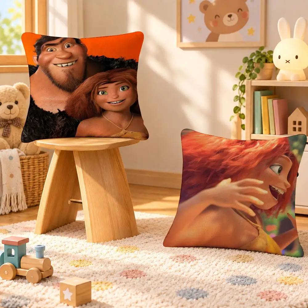 Movie Croods Family Adventure Cushion Cover Personalized Soft Plush Pillow Living Room Home Sofa Bedroom Office Car Cushion