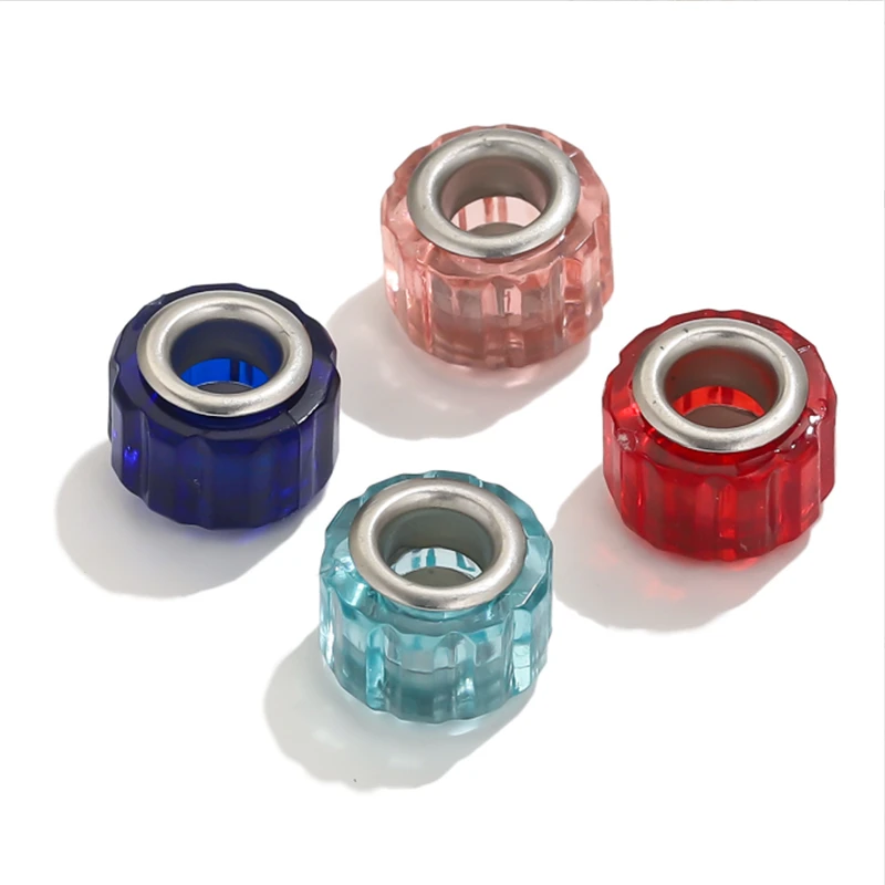 50Pcs/Lot Stainless Steel Resin Big Hole Beads Charm Rhombus Loose Beads for DIY Bracelet Necklace Jewelry Findings Accessories