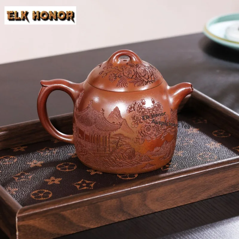 380ml Luxury Yixing Purple Clay Teapots Handmade Qin Quanpot Raw Ore Section Mud Kettle With Infuser Chinese Zisha Tea Set Gift